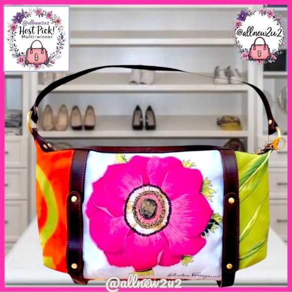 Salvatore Ferragamo Handbags - Salvatore Ferragamo Gancini Shoulder Bag Floral Animal Print Multi-Host Pick!